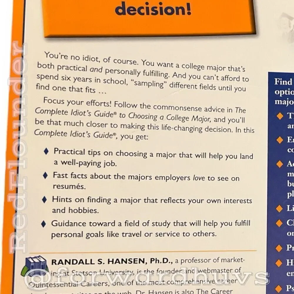Idiots Guide to Choosing a College Major & Chicken Soup for the College Soul - P